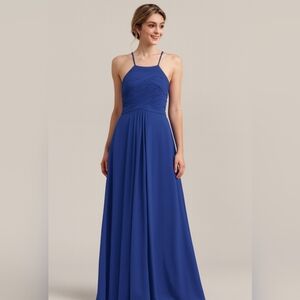 JJs House Cobalt Blue Halter Prom Necklinestyle Chiffon Formal Maxi Gown Size 10